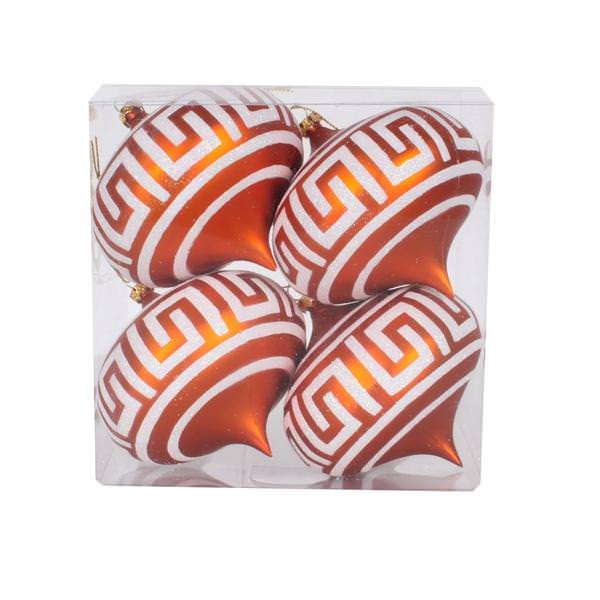 4" Burnished Orange Matte White Glitter Onion Ornament (4 pack)