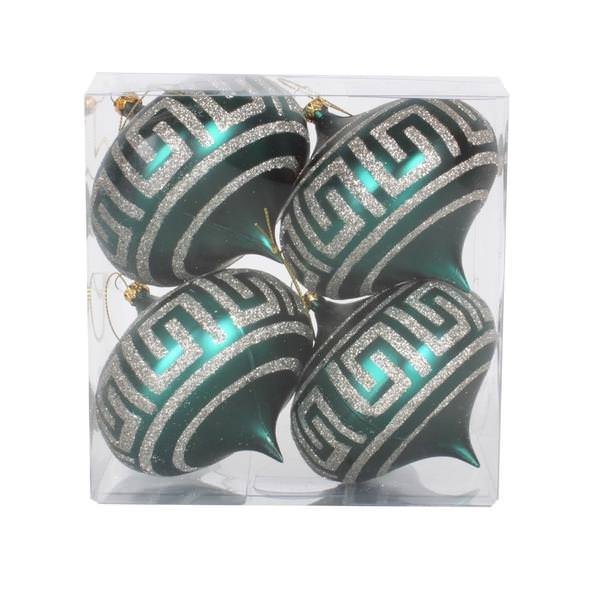 4" Emerald Matte Champagne Glitter Onion Ornament (4 pack)