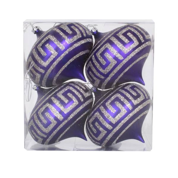 4" Plum Matte Champagne Glitter Onion Ornament (4 pack)