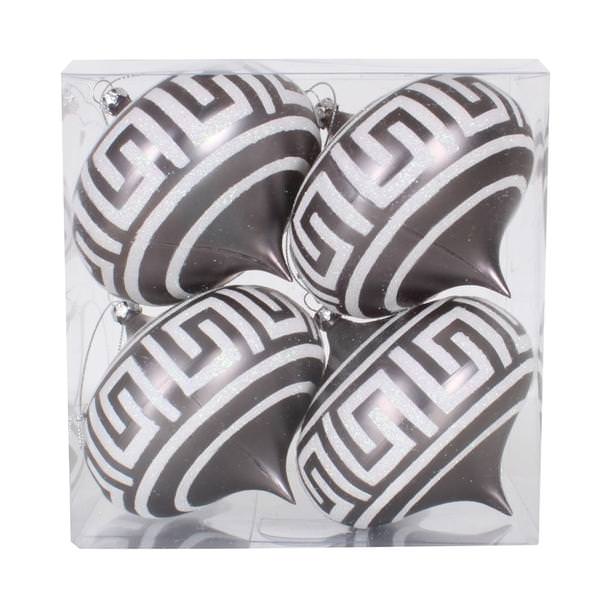 4" Pewter Matte White Glitter Onion Ornament (4 pack)