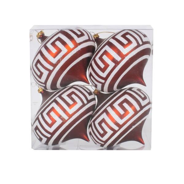 4" Copper Matte White Glitter Onion Ornament (4 pack)