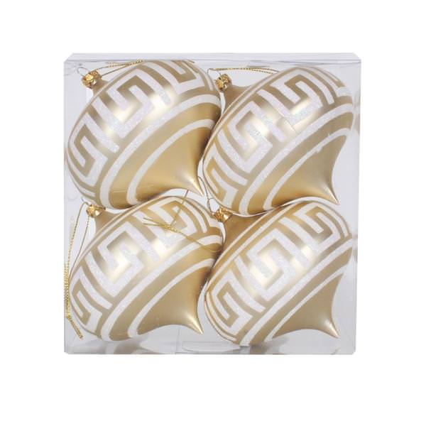 4" Champagne Matte White Glitter Onion Ornament (4 pack)