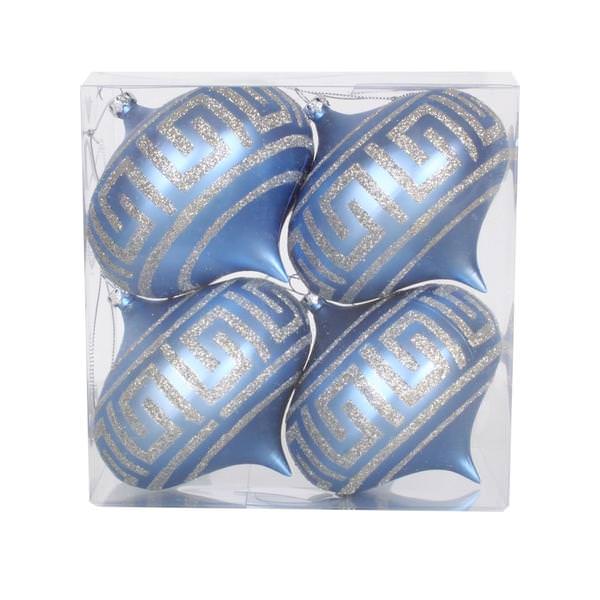4" Lake Blue Matte Champagne Glitter Onion Ornament (4 pack)