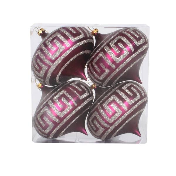 4" Eggplant Matte Champagne Glitter Onion Ornament (4 pack)