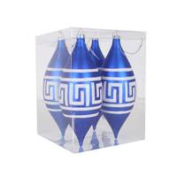 Vickerman 7" Blue Matte White Glitter Drop Ornament (4 pack)
