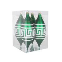 Vickerman 7" Green Matte White Glitter Drop Ornament (4 pack)
