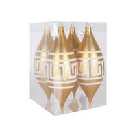 Vickerman 7" Gold Matte White Glitter Drop Ornament (4 pack)