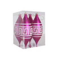 Vickerman 7" Cerise Matte White Glitter Drop Ornament (4 pack)