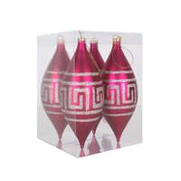 Vickerman 7" Magenta Matte Champagne Glitter Drop Ornament (4 pack)