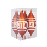 Vickerman 7" Burnished Orange Matte White Glitter Drop Ornament (4 pack)