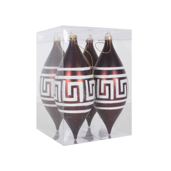 7" Chocolate Matte White Glitter Drop Ornament (4 pack)