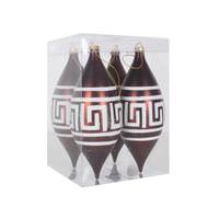 Vickerman 7" Chocolate Matte White Glitter Drop Ornament (4 pack)