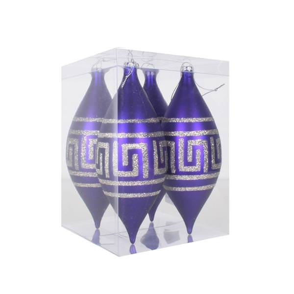 7" Plum Matte Champagne Glitter Drop Ornament (4 pack)