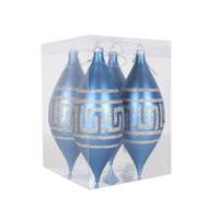 Vickerman 7" Lake Blue Matte Champagne Glitter Drop Ornament (4 pack)