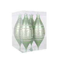 Vickerman 7" Celadon Matte Champagne Glitter Drop Ornament (4 pack)