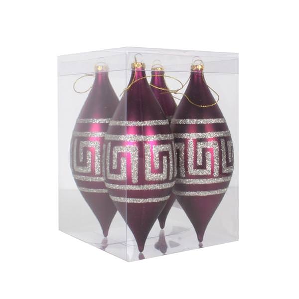 7" Magenta Matte Champagne Glitter Drop Ornament (4 pack)