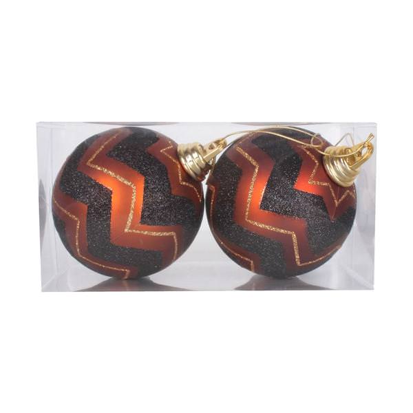 4.75" Copper / Black Matte Glitter Chevron Ball Ornament (2 pack)
