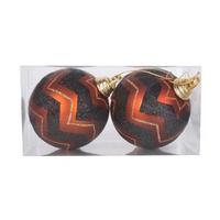 Vickerman 4.75" Copper / Black Matte Glitter Chevron Ball Ornament (2 pack)