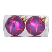 Vickerman 4.75" Magenta / Purple Matte Glitter Chevron Ball Ornament (2 pack)