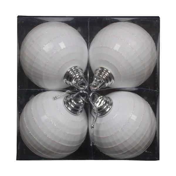 4" White Shiny Matte Glitter Mirror Ball Ornament (4 pack)