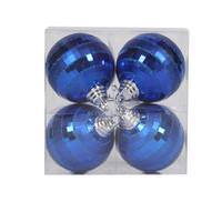 Vickerman 4" Blue Shiny Matte Glitter Mirror Ball Ornament (4 pack)
