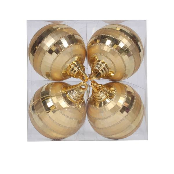 4" Gold Shiny Matte Glitter Mirror Ball Ornament (4 pack)