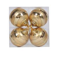 View 4" Gold Shiny Matte Glitter Mirror Ball Ornament (4 pack)