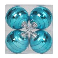 Vickerman 4" Teal Shiny Matte Glitter Mirror Ball Ornament (4 pack)