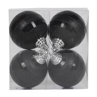 View 4" Black Shiny Matte Glitter Mirror Ball Ornament (4 pack)