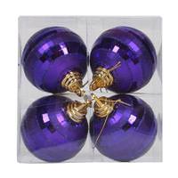 View 4" Plum Shiny Matte Glitter Mirror Ball Ornament (4 pack)