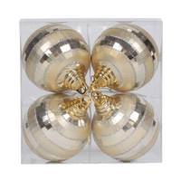 View 4" Champagne Shiny Matte Glitter Mirror Ball Ornament (4 pack)