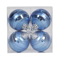 Vickerman 4" Lake Blue Shiny Matte Glitter Mirror Ball Ornament (4 pack)