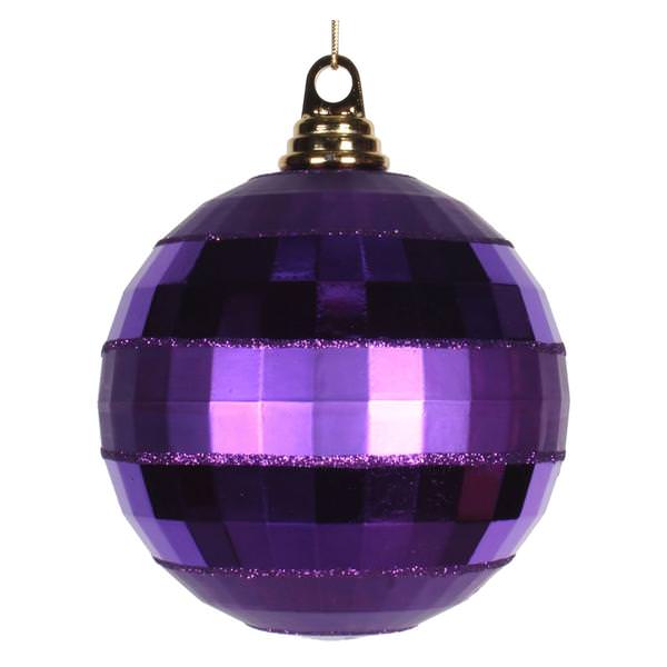 5.5" Purple Shiny Matte Glitter Mirror Ball Ornament