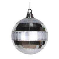 Vickerman 5.5" Silver Shiny Matte Glitter Mirror Ball Ornament
