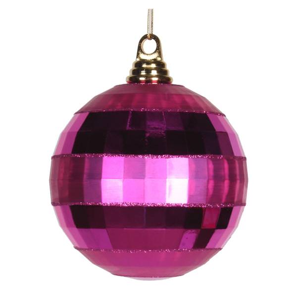 5.5" Cerise Shiny Matte Glitter Mirror Ball Ornament