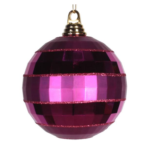 5.5" Magenta Shiny Matte Glitter Mirror Ball Ornament