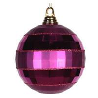 Vickerman 5.5" Magenta Shiny Matte Glitter Mirror Ball Ornament