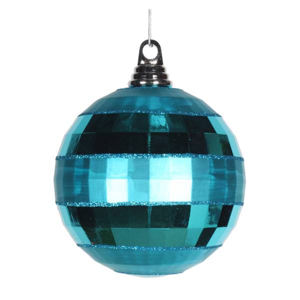 5.5" Teal Shiny Matte Glitter Mirror Ball Ornament