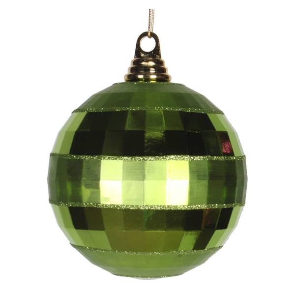 5.5" Lime Shiny Matte Glitter Mirror Ball Ornament