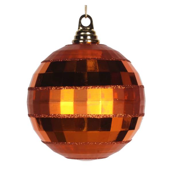 5.5" Burnished Orange Shiny Matte Glitter Mirror Ball Ornament