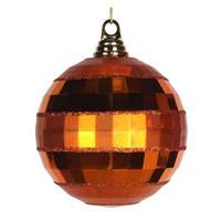 Vickerman 5.5" Burnished Orange Shiny Matte Glitter Mirror Ball Ornament