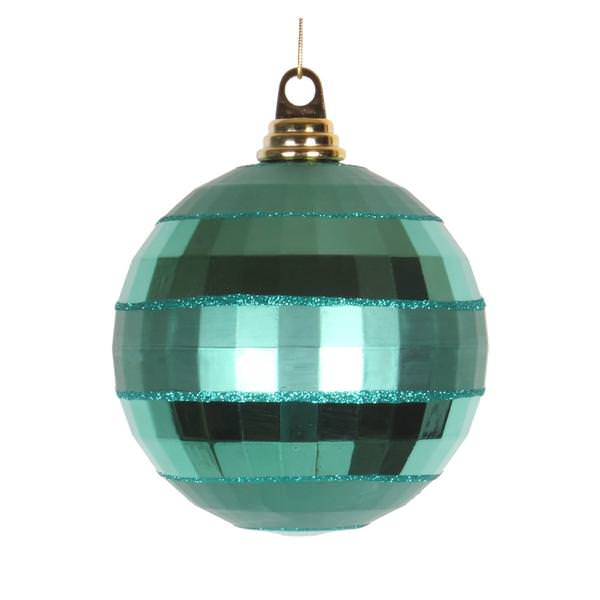 5.5" Emerald Shiny Matte Glitter Mirror Ball Ornament