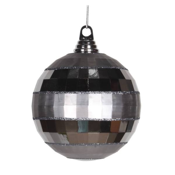 5.5" Pewter Shiny Matte Glitter Mirror Ball Ornament