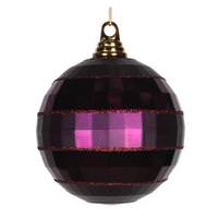 Vickerman 5.5" Eggplant Shiny Matte Glitter Mirror Ball Ornament