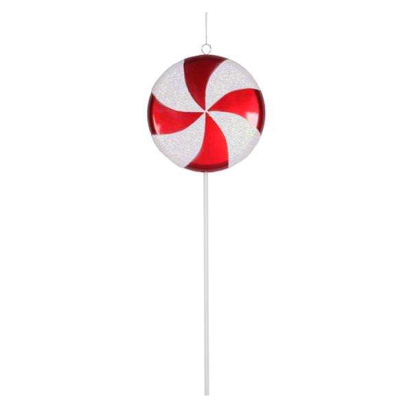 17" Red / White Swirl Glitter Candy Lollipop Ornament