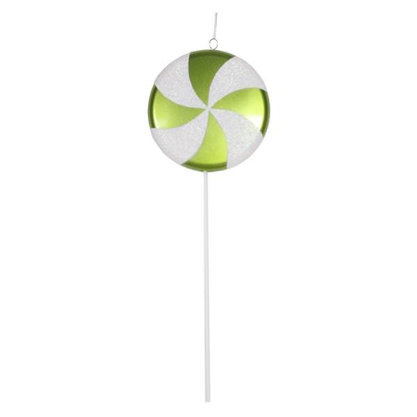 17" Lime / White Swirl Glitter Candy Lollipop Ornament