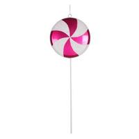 View 17" Cerise / White Swirl Glitter Candy Lollipop Ornament