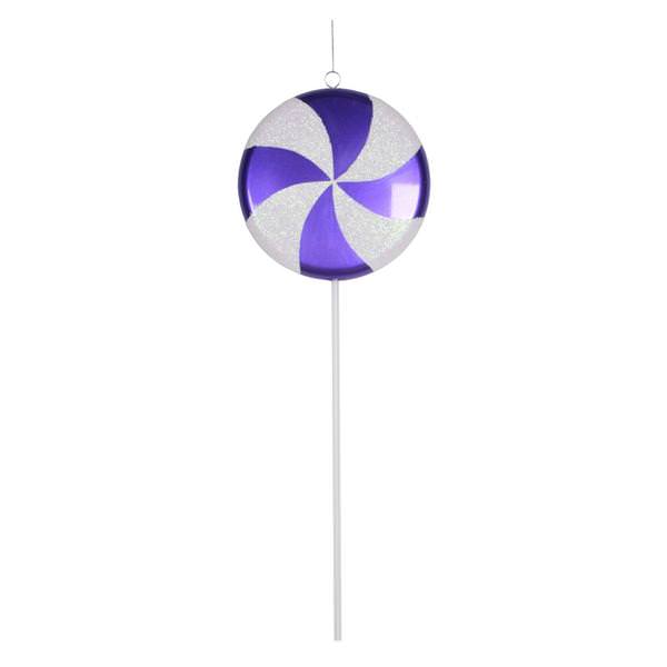 17" Purple / White Swirl Glitter Candy Lollipop Ornament