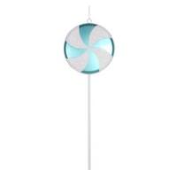 View 17" Teal / White Swirl Glitter Candy Lollipop Ornament