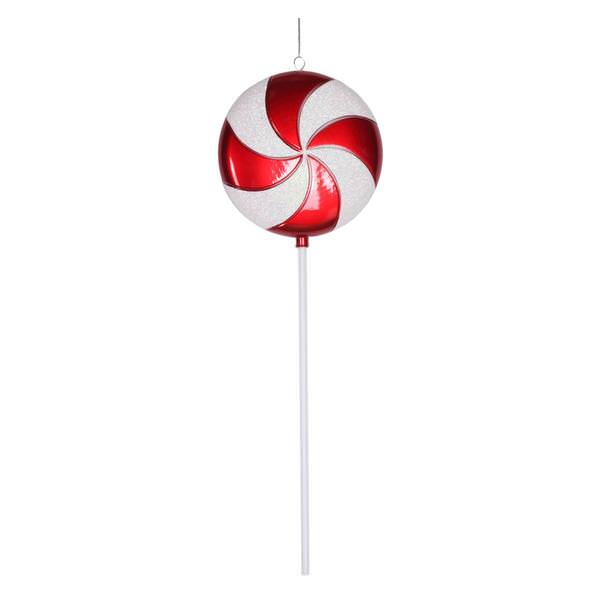 24" Red / White Swirl Glitter Candy Lollipop Ornament